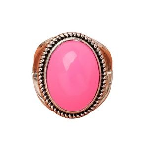 Silver and Hot Pink Stone Ring